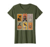 Halloween Stamp Cute Ghost Cute Fall Apparel Vintage Halloween Stamp Cute Ghost Pumpkin Cat Retro Fall T-Shirt - size chart