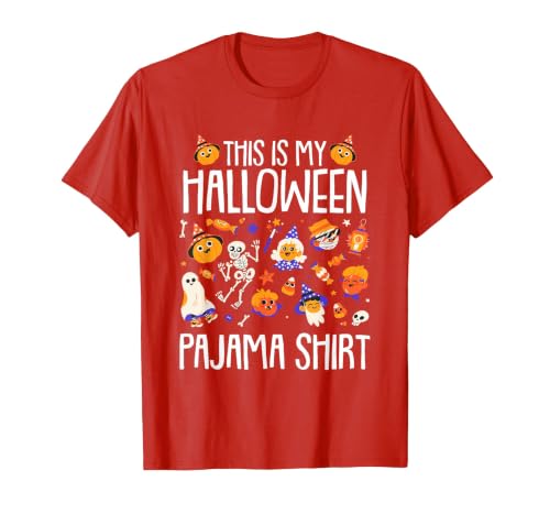 Halloween Shirts Costume Women Men Kids Pajama This is My Halloween Pajama Shirt Pumpkin Witch Skeleton T-Shirt - size chart