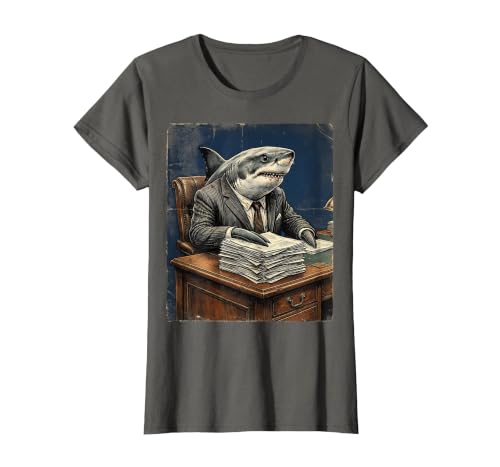 Mademark Shark In A Business Suit Office Funny Graphic T-Shirt - size chart