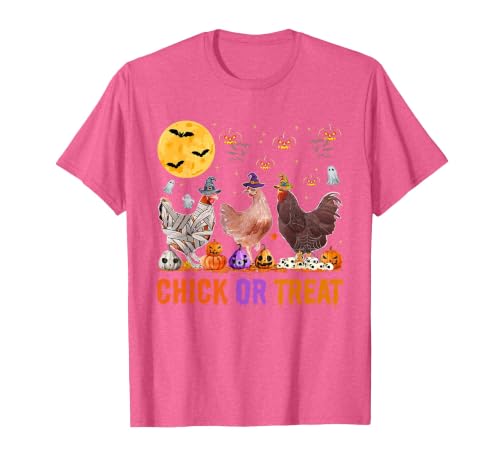 Autumn Pumpkin Chicken Halloween Chicken Farm Fall Halloween Chicken Pumpkin Chick Or Treat Spooky T-Shirt - size chart
