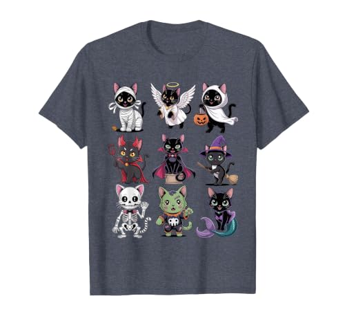 Halloween Cat Apparel Halloween Cat T-Shirt - Spooky Kittens Costume T-Shirt - size chart