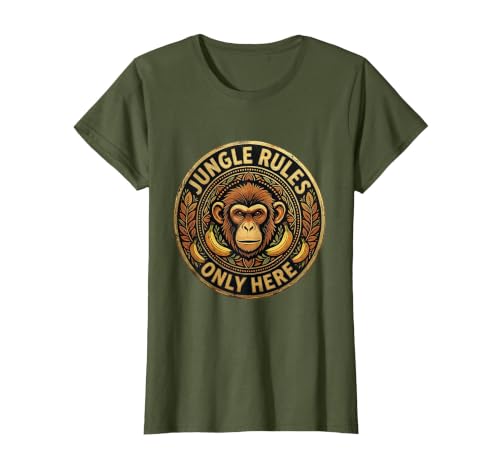 Mademark Monkey Jungle Rules Only Here Graphic Design T-Shirt - Women - size chart