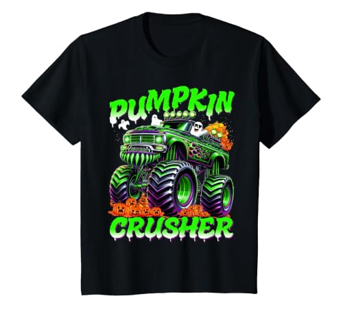 Pumpkin Crusher Kids Tees Pumpkin Crusher Monster Truck Ghosts Halloween for Boys T-Shirt - size chart