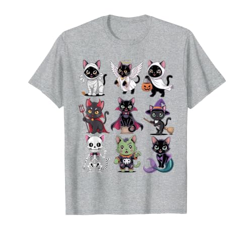 Halloween Cat Apparel Halloween Cat T-Shirt - Spooky Kittens Costume T-Shirt - size chart
