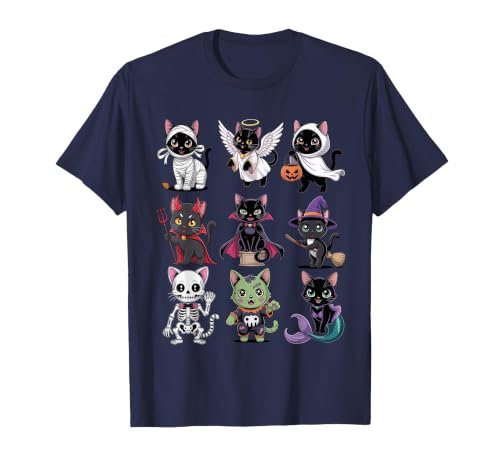 Halloween Cat Apparel Halloween Cat T-Shirt - Spooky Kittens Costume T-Shirt - size chart