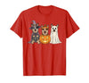 Funny Retro Australian Cattle Dog Halloween Witch Spooky Ghost Blue Heeler Pumpkin Halloween Dog Lover T-Shirt - size chart