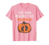 Halloween Pregnancy Announcement for Future Dad The Man Behind The Pumpkin Dad Halloween Pregnancy Reveal T-Shirt - size