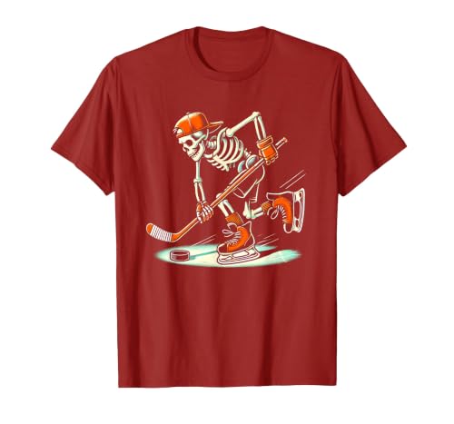 Halloween Costume For Hockey Lovers Funny Skeleton Hockey Halloween for Ice Hockey Lovers T-Shirt - size chart