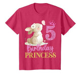 Kids 5th Birthday Rabbit Princess Girl Bunny 5 Years Old T-Shirt — design detail