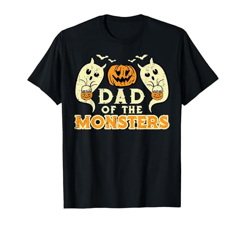 Mens Halloween Shirts For Dad Daddy Papa Men Halloween Dad of Monsters Funny Family Costume Papa Daddy T-Shirt - size chart