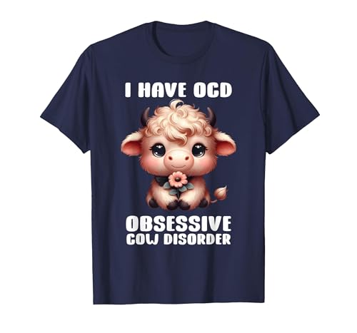 Funny Cow Apparel I Have OCD Obsessive Cow Disorder Cow Lover Farmer T-Shirt - size chart