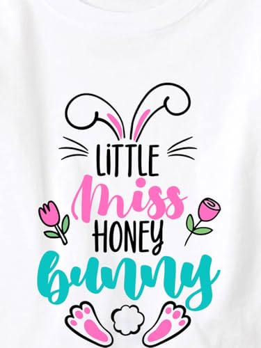 Easter Day Gift for Toddler Boy Baby Girl Tractor Loving Bunny T-Shirt — design detail