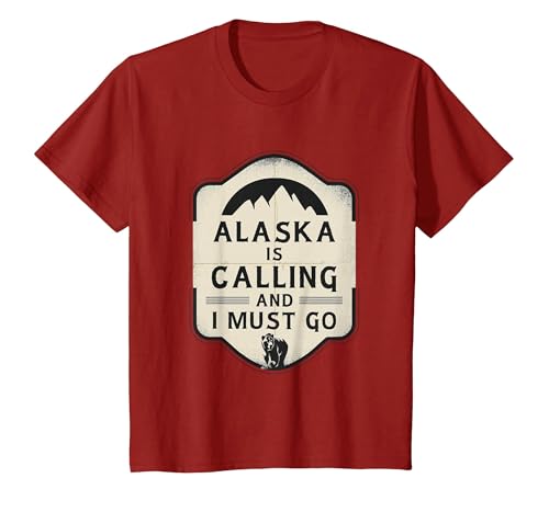 Alaska is Calling and I Must Go Mountains Bear T-Shirt - size chart