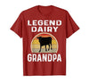 Funny Dairy Farmer Gifts Legend Dairy Grandpa Retro Sunset Cow Farming Funny Cattle T-Shirt - size chart