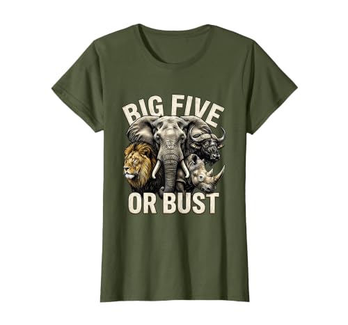 Mademark Big Five or Bust Safari Wildlife Design T-Shirt - Women - size chart