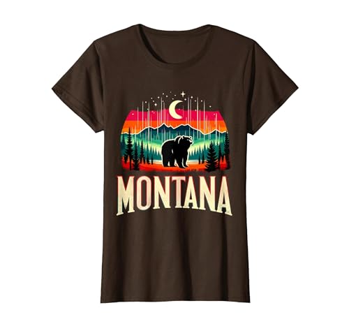 Grizzly Bear Mountain Forrest Nature Montana Grizzly Bear Mountain T-Shirt - size chart