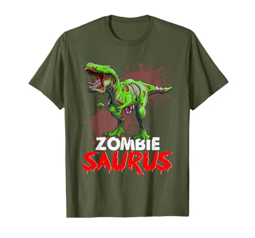 Dinosaur T Rex Zombie Saurus Halloween Kids Boys Zombie Saurus Skeleton Dinosaur T Rex Zombie Halloween Boys T-Shirt - size