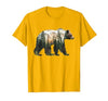 Bear Designs. Bear Forest Mountains Trees Nature Sunset Outdoor Graphic T-Shirt - size chart