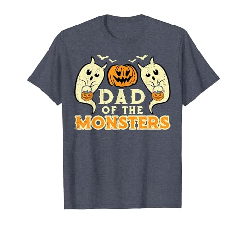 Mens Halloween Shirts For Dad Daddy Papa Men Halloween Dad of Monsters Funny Family Costume Papa Daddy T-Shirt - size chart