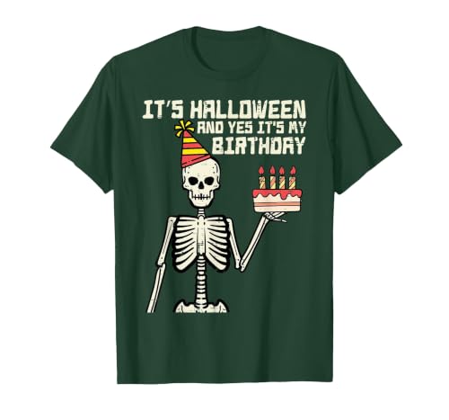 Halloween Shirts For Women Men Kids Boys Girls Its Halloween Yes My Birthday Skeleton Costume Men Women Kid T-Shirt - size