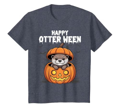Otter Halloween Lover Gift Co. Happy Otter-Ween Lazy Halloween Costume Funny Animal Pun T-Shirt - size chart