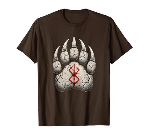 Viking Valhalla Krieger Normanne Runenkreis Götter Berserk Bear Paw Berserk Rune Rune Symbol Viking T-Shirt - size chart