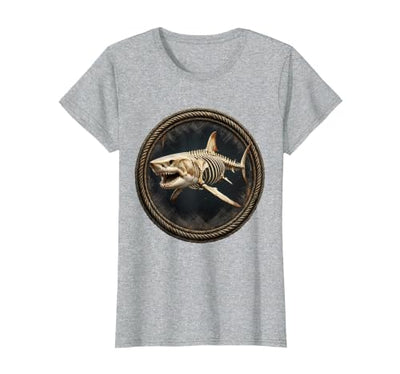 Shark Skeleton Museum Display Illustration T-Shirt