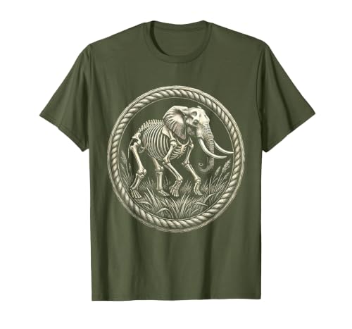 Mademark Elephant Skeleton Mid-Stride Through Tall Grass T-Shirt - Men - size chart