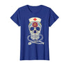 Halloween Nurse Shirts For Women Scrub Costumes Nurse Sugar Skull Stethoscope RN Medical Halloween Costume T-Shirt - size