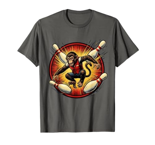 Mademark Pin Monkey Dodging Flying Pins Bowling Graphic T-Shirt - Men - size chart