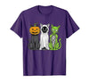 Halloween Tees for Women Men Kids Skeleton Cat Pumpkin Ghost Halloween Kitty Meow Girl Boy Kid T-Shirt - size chart