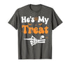 She's My Trick He's My Treat Halloween Couple Tees He's My Treat Skeleton Couples Matching Couple Halloween T-Shirt - size