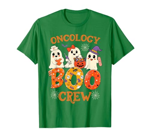 Oncology Boo Crew Funny Ghost Halloween Spooky Costume Nurse T-Shirt - size chart