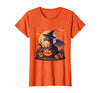 Halloween Dragons Fantasy Spooky Witchy Cute Halloween Dragon Witch Hat Pumpkin Moon Fantasy T-Shirt - size chart