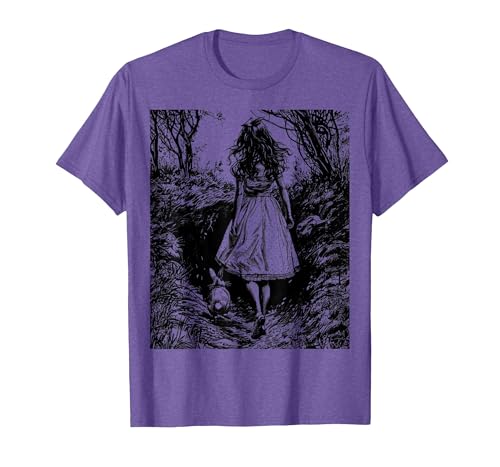 Alice in Wonderland - Down the Rabbit Hole Fantasy Vintage T-Shirt — design detail