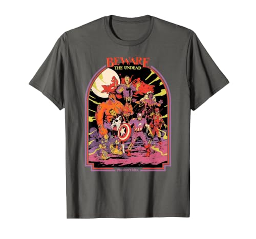 Marvel Zombies Beware the Undead We Don’t Bite Halloween T-Shirt - size chart