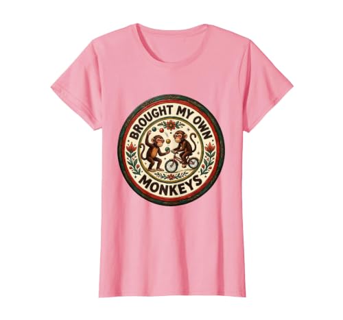 Mademark Brought My Own Monkeys Circus Humor Design T-Shirt - Women - size chart