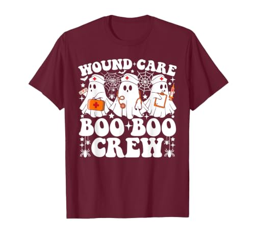 Wound Care Nurse Boo Boo Crew Halloween Wound Care Boo Boo Crew Nurse Funny Ghost Halloween Nurse T-Shirt - size chart