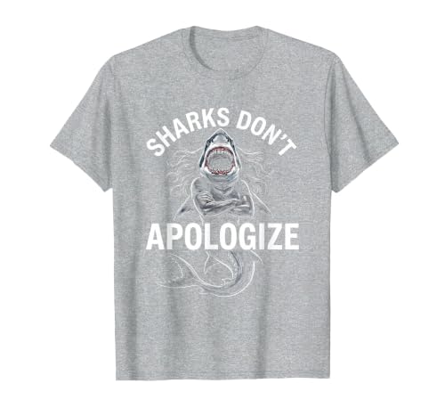 Mademark Sharks Don't Apologize Bold Women's Design T-Shirt - size chart