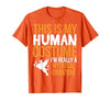 This is My Human Costume Mythical Creature - Halloween Funny T-Shirt - size chart