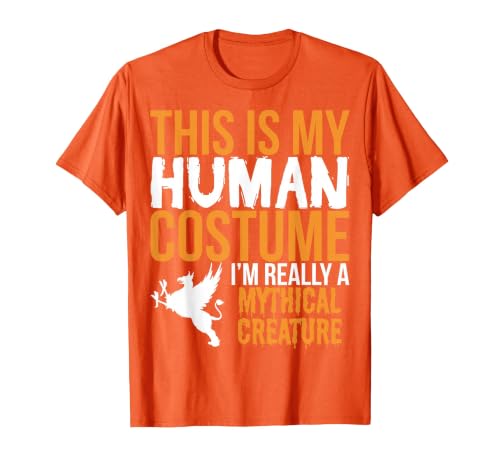 This is My Human Costume Mythical Creature - Halloween Funny T-Shirt - size chart