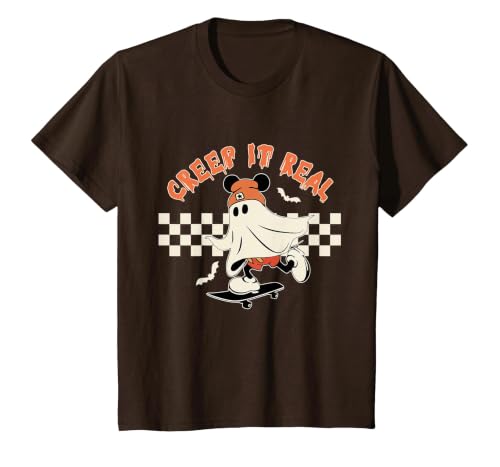 Halloween Creep it Real Vintage Ghost CKTEE2 Vintage Halloween Creep It Real Mouse Ghost Boy Fall Season T-Shirt - size chart