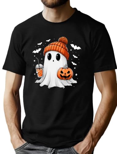 CAZYCHILD Halloween Shirts for Men Funny Halloween Pumpkin Shirt Dancing Skeleton Tee - size chart