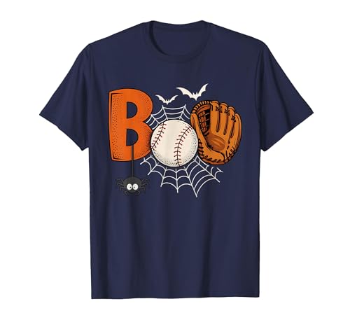 Boo Baseball Halloween Tee Funny Boo Baseball Halloween Sports Men Boys Kids Toddler T-Shirt - size chart