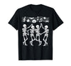 Dancing Skeletons Halloween Party Music Shirts Spooky Skeletons Symphony Halloween Dance Music Men Women T-Shirt - size chart