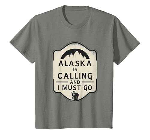 Alaska is Calling and I Must Go Mountains Bear T-Shirt - size chart