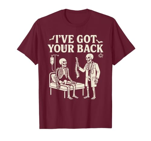 Halloween Costume For Doctor I've Got Your Back I've Got Your Back Halloween Skeleton Doctor Costume T-Shirt - size chart
