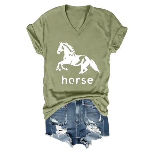 Pukcoun Horse Shirt Horse Lover V-Neck Shirt Retro Graphics T-Shirt Unisex - size chart