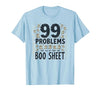 Mademark Ghost & Spirits - Ghost (99 Problems All) T-Shirt - size chart