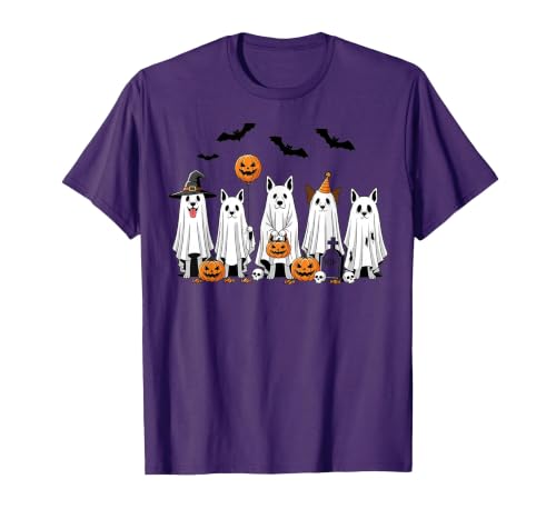 Spooky Dog Lovers Haunted Halloween Designs Halloween Ghost Dogs Pumpkin Candy Party Costume T-Shirt - size chart